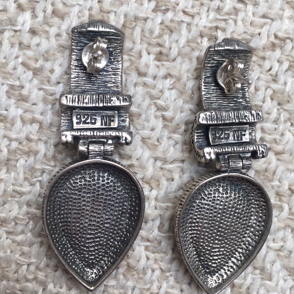 Sterling silver & and mother of pearl earrings 2” pierced earrings. Gorgeous! - Picture 3 of 4